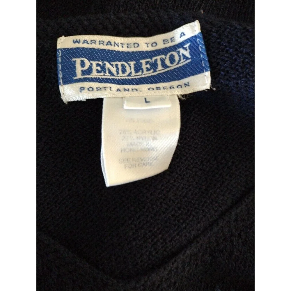 Pendleton‎ women's v-neck embroidered navy sweater L